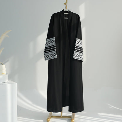 Azrah Embroidered Open Abaya - Elara Global