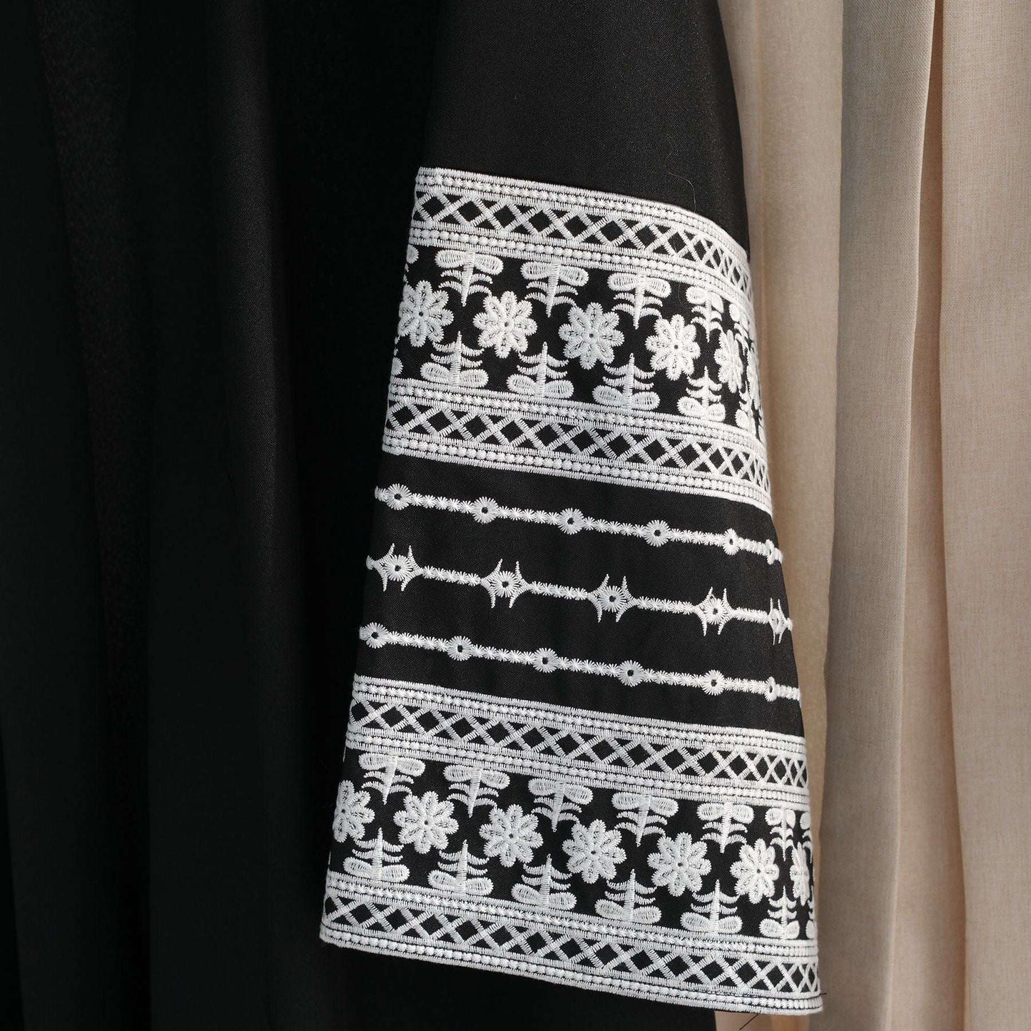 Azrah Embroidered Open Abaya (EG102) - Elara Global