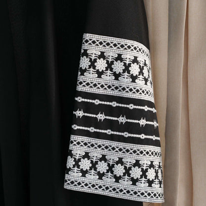 Azrah Embroidered Open Abaya (EG102) - Elara Global