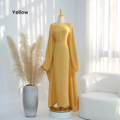 Bright Silk Satin Waist Abaya With Matching Hijab (EG120) - Elara Global