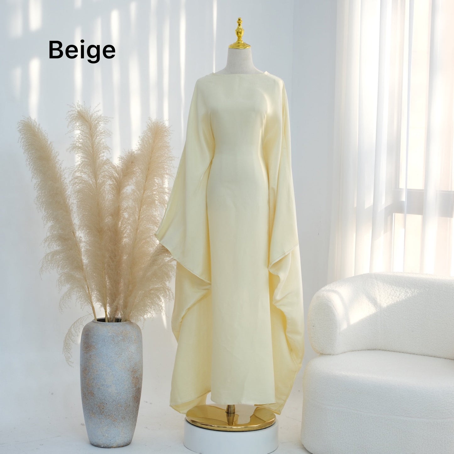 Bright Silk Satin Waist Abaya With Matching Hijab (EG120) - Elara Global
