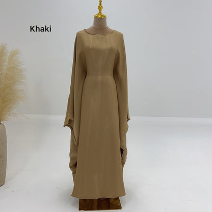 Bright Silk Satin Waist Abaya With Matching Hijab (EG120) - Elara Global