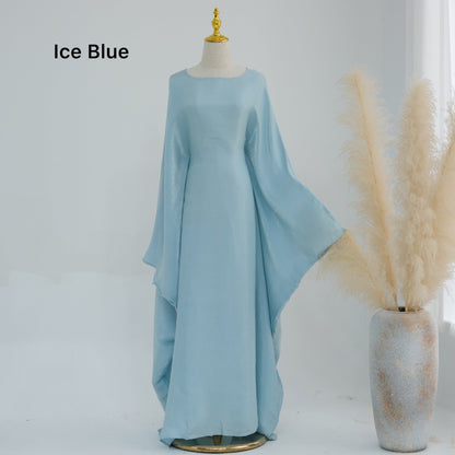 Bright Silk Satin Waist Abaya With Matching Hijab (EG120) - Elara Global