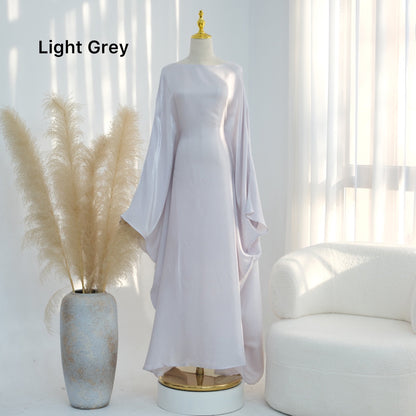 Bright Silk Satin Waist Abaya With Matching Hijab (EG120) - Elara Global