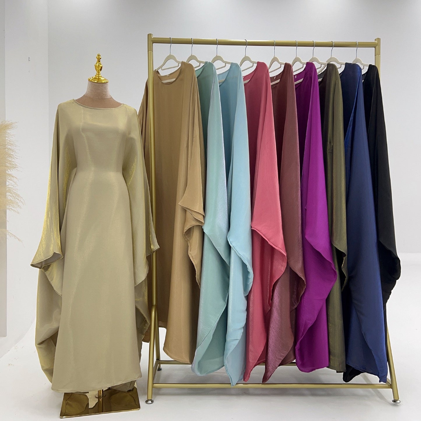 Bright Silk Satin Waist Abaya With Matching Hijab (EG120) - Elara Global