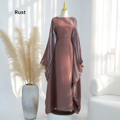 Bright Silk Satin Waist Abaya With Matching Hijab (EG120) - Elara Global