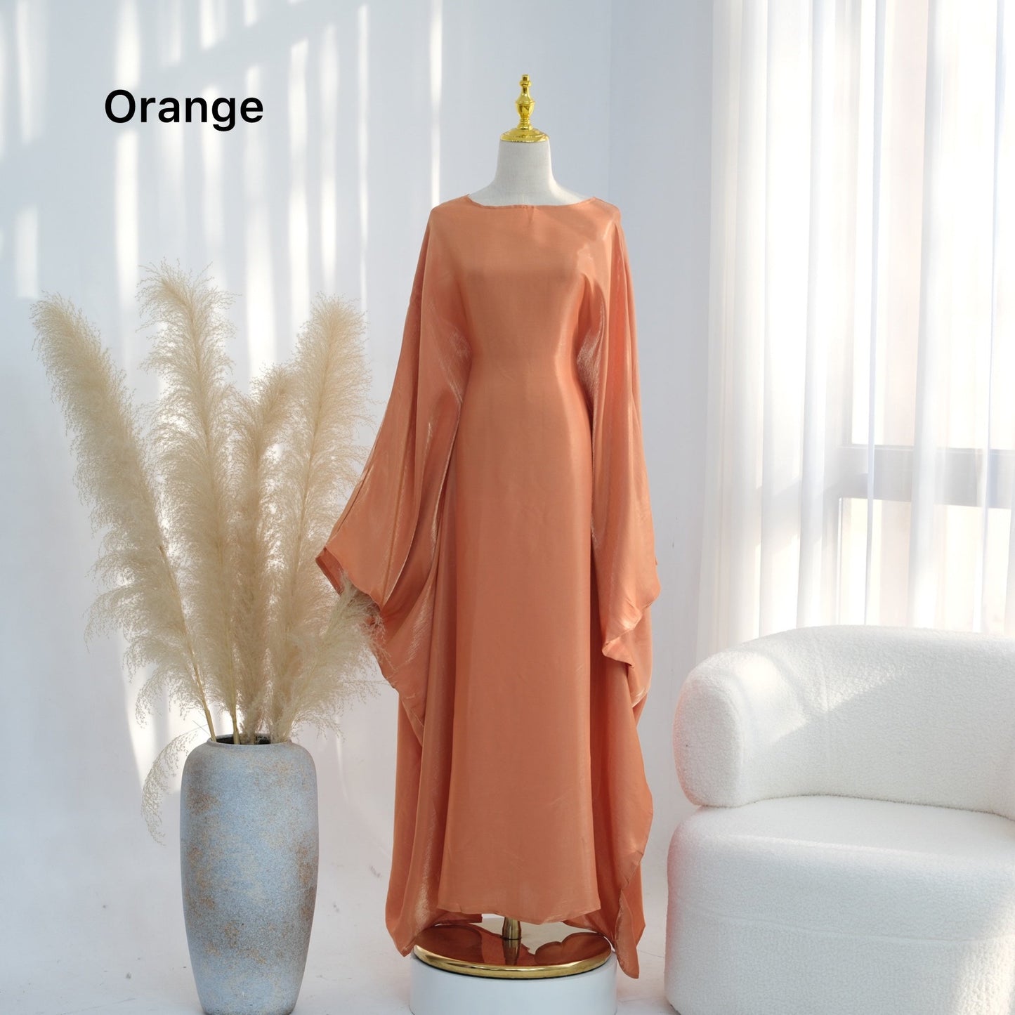 Bright Silk Satin Waist Abaya With Matching Hijab (EG120) - Elara Global