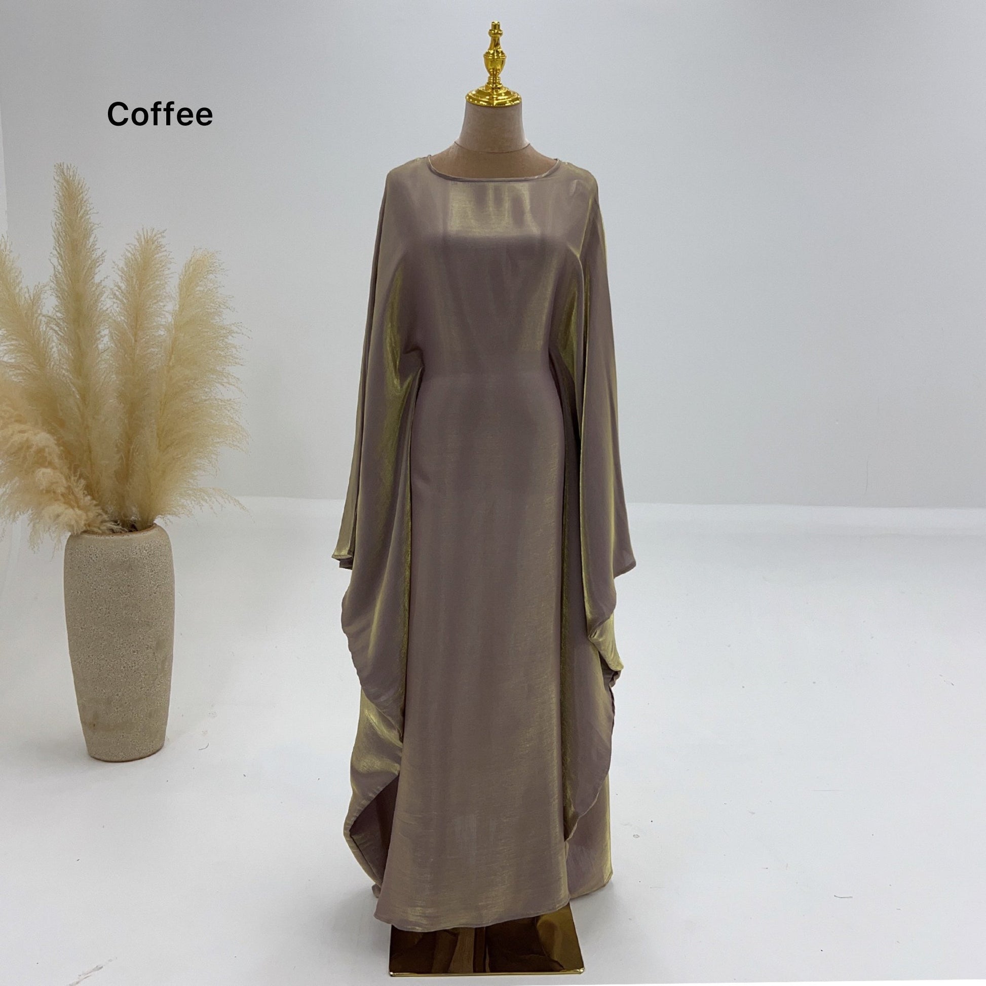 Bright Silk Satin Waist Abaya With Matching Hijab (EG120) - Elara Global