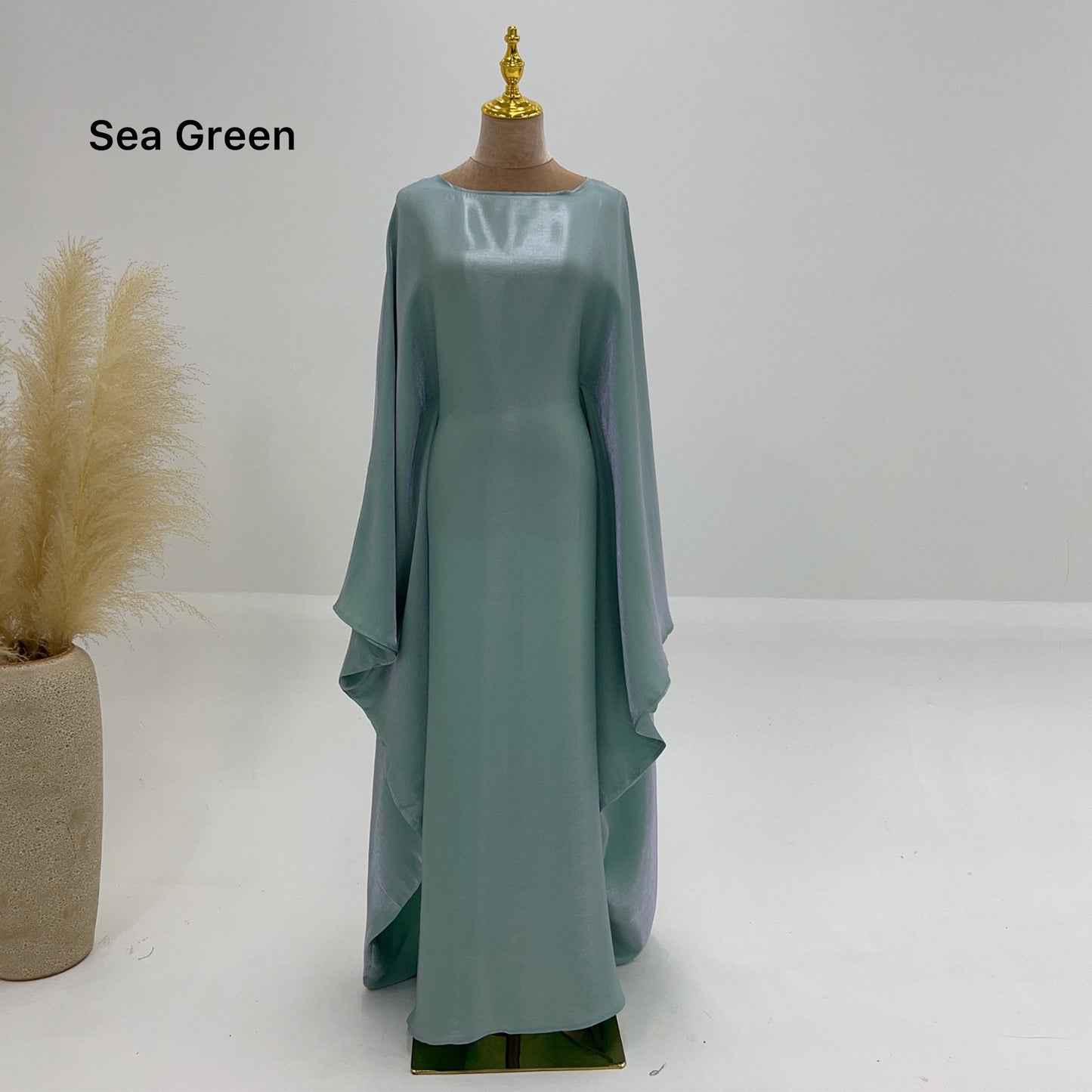 Bright Silk Satin Waist Abaya With Matching Hijab (EG120) - Elara Global