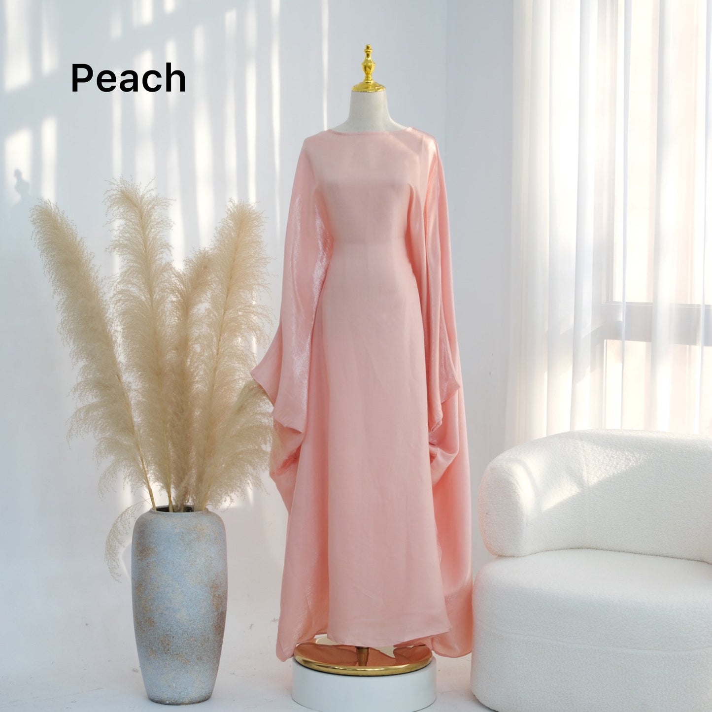 Bright Silk Satin Waist Abaya With Matching Hijab (EG120) - Elara Global