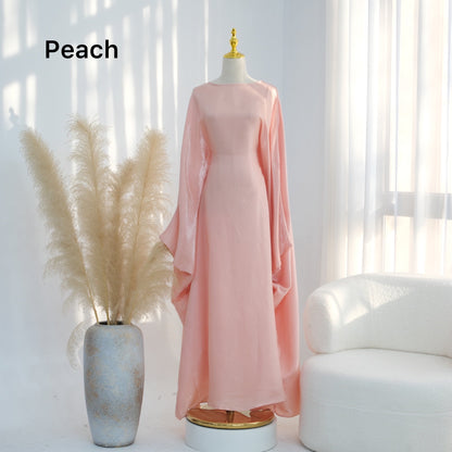 Bright Silk Satin Waist Abaya With Matching Hijab (EG120) - Elara Global