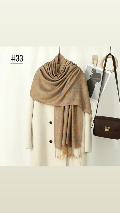 Classic Ethnic Style Popular Cashew Nutted Printed Hanging Tassel Elegant Shawl - Elara Global