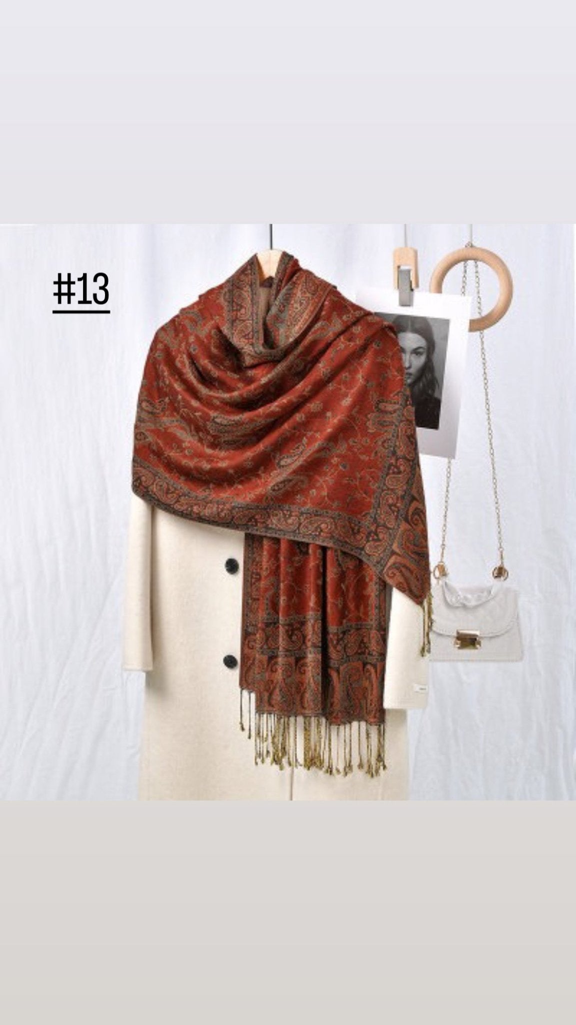 Classic Ethnic Style Popular Cashew Nutted Printed Hanging Tassel Elegant Shawl - Elara Global