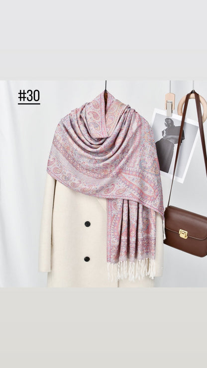 Classic Ethnic Style Popular Cashew Nutted Printed Hanging Tassel Elegant Shawl - Elara Global