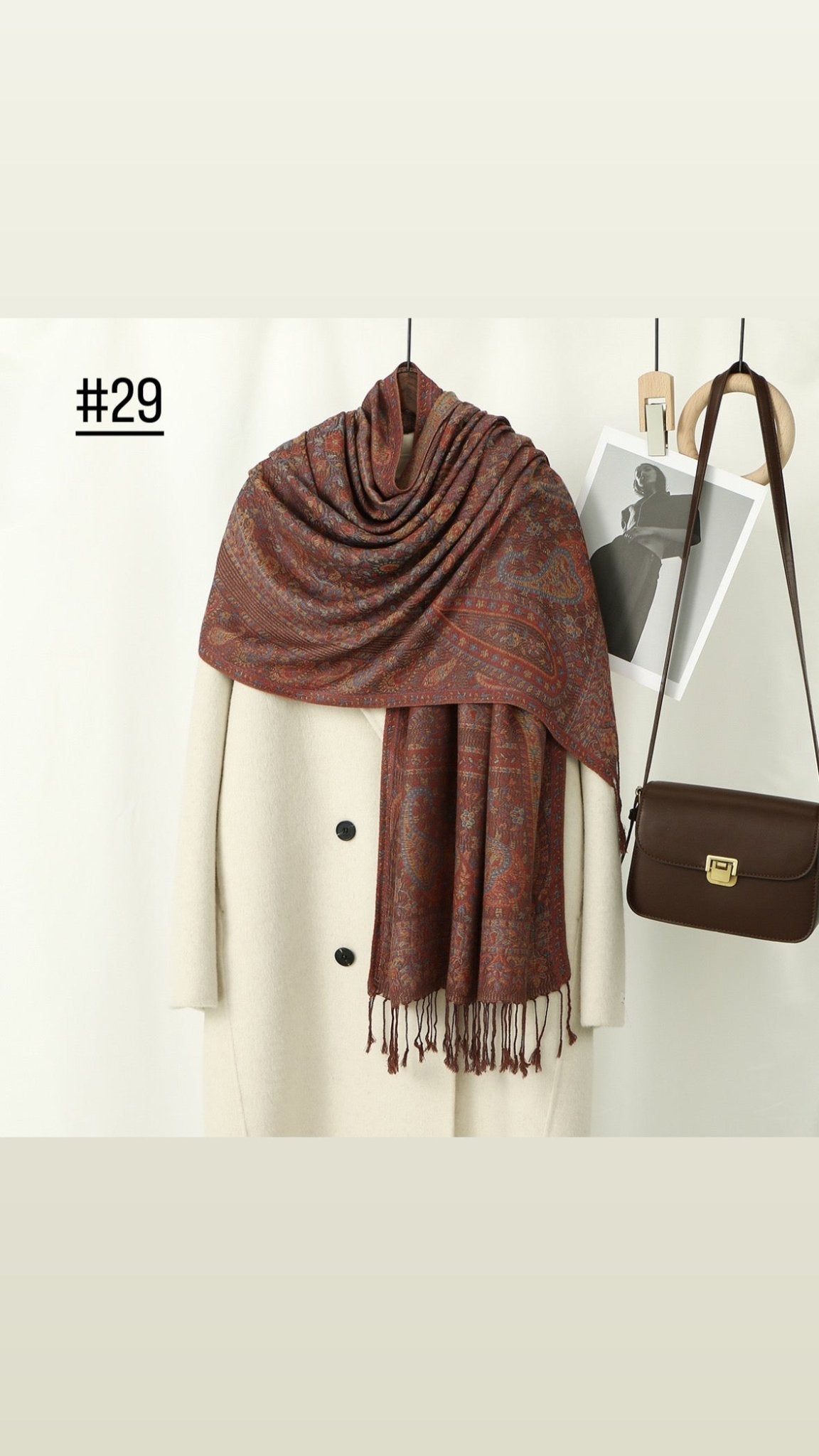 Classic Ethnic Style Popular Cashew Nutted Printed Hanging Tassel Elegant Shawl - Elara Global