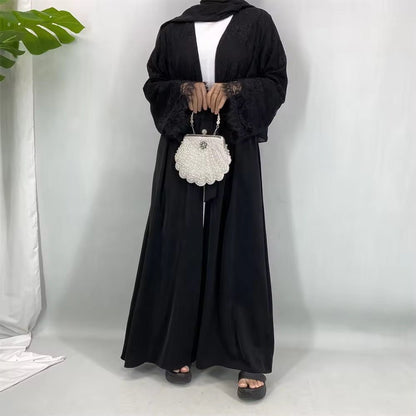 Elegant luxury lace cape cardigan abaya with hijab (EG134) - Elara Global