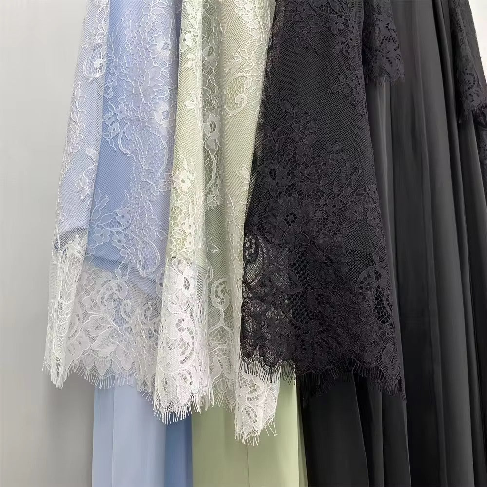 Elegant luxury lace cape cardigan abaya with hijab (EG134) - Elara Global