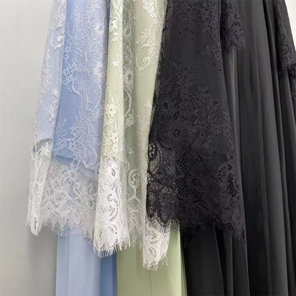 Elegant luxury lace cape cardigan abaya with hijab (EG134) - Elara Global