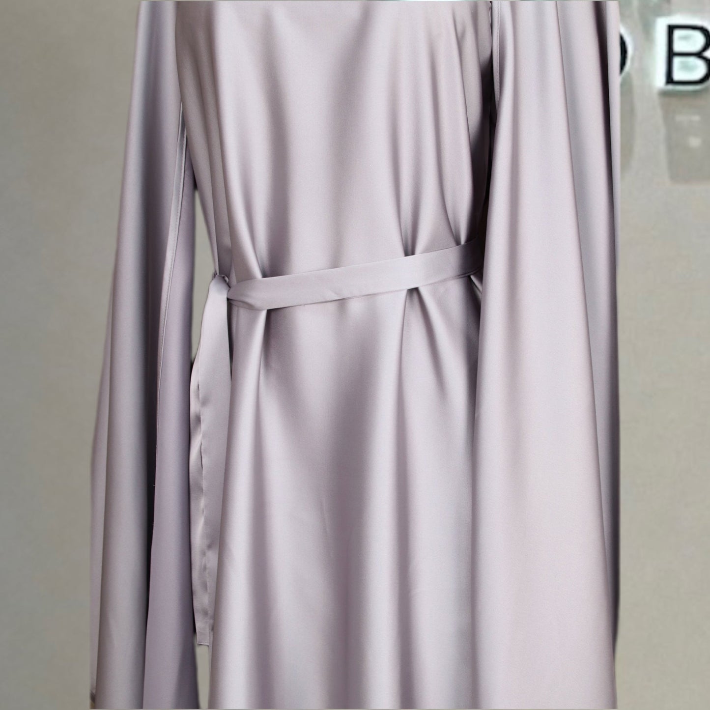 Elegant Satin Kaftan 3 - Piece Abaya Set With Beaded Fringe Details (EG125) - Elara Global