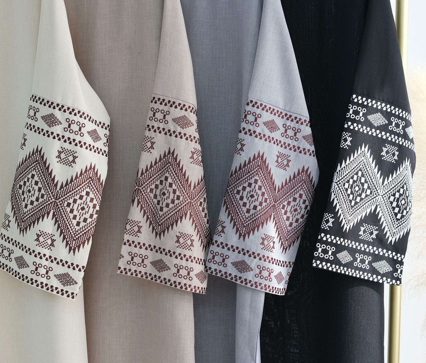 Embroidered Closed Linen Abaya (EG103) - Elara Global