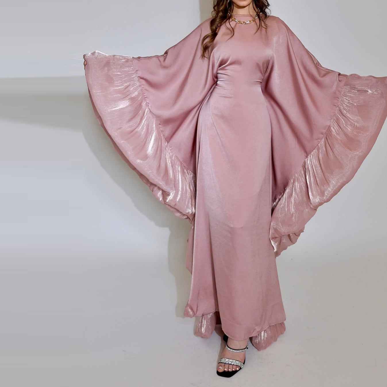 Emerald Silk Organza Butterfly Abaya (IB156) - Ikah