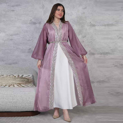 Ethereal rhinestoned Arabic Hand-Embroidered 2-piece Set - Elara Global