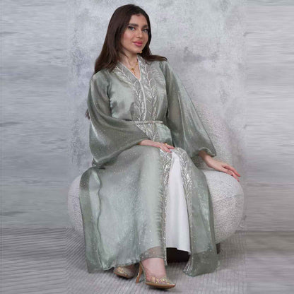 Ethereal rhinestoned Arabic Hand - Embroidered 2 - piece Set - Elara Global