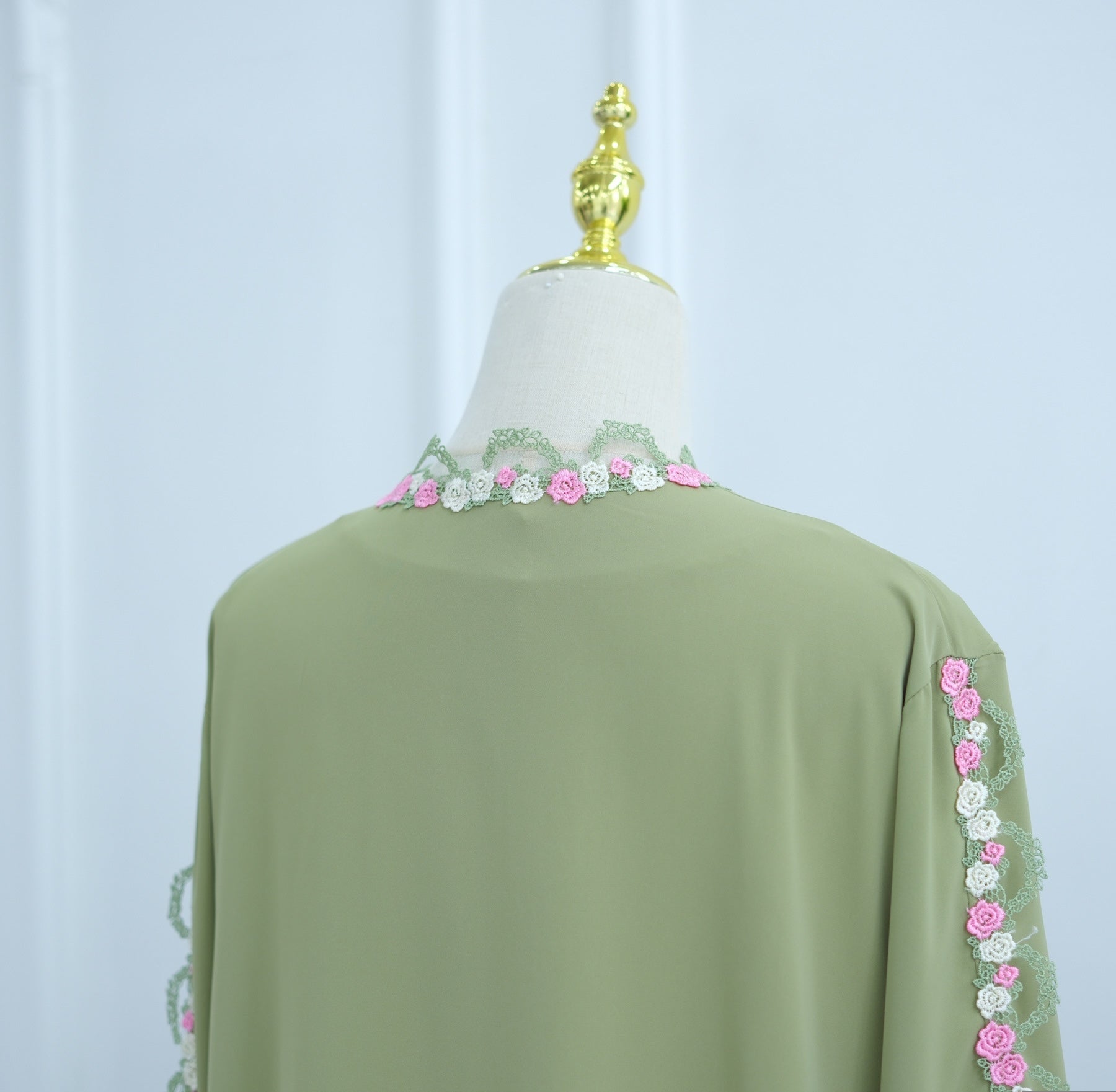 Floral Edge Open Abaya Cardigan With Matching Hijab (EG123) - Elara Global