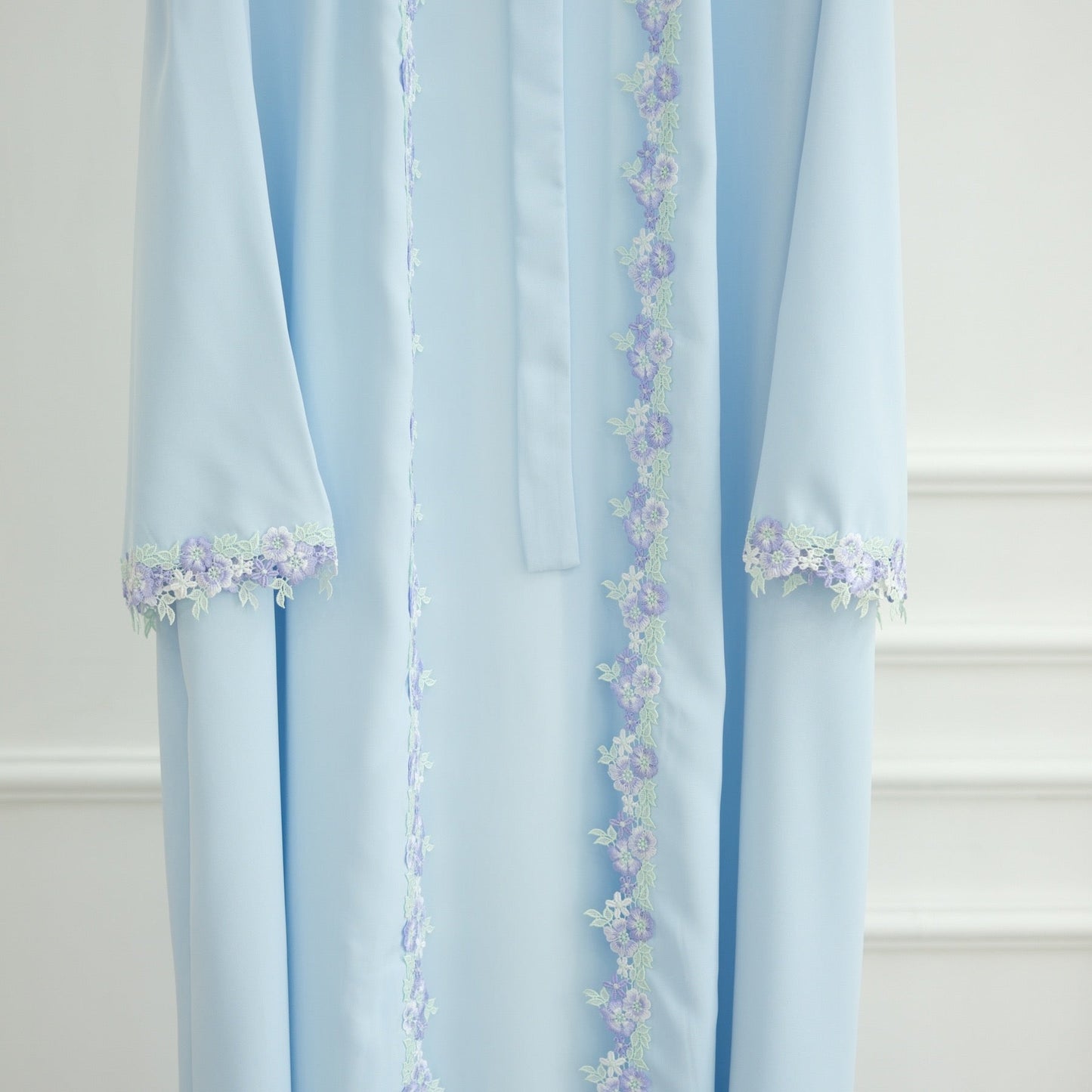 Floral Edge Open Abaya Cardigan With Matching Hijab (EG123) - Elara Global