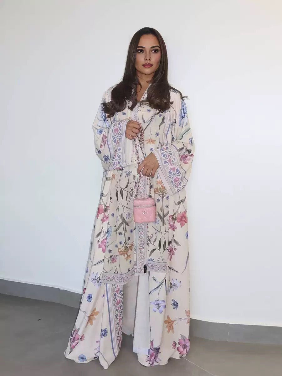 Floral Printed Abaya Set with Hijab (EG129) - Elara Global