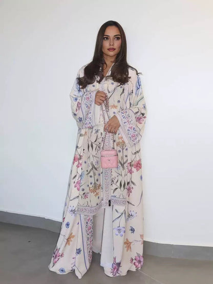 Floral Printed Abaya Set with Hijab (EG129) - Elara Global