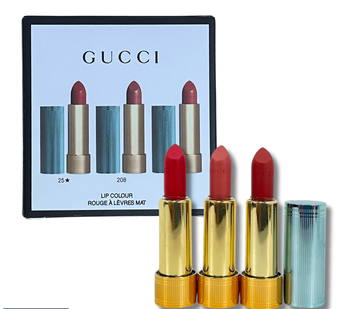 GUCCI Rouge À Lèvres Mat Lipstick – Trio Limited Edition Set (Mini) - Elara Global