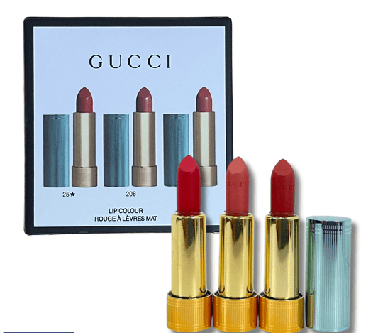 GUCCI Rouge À Lèvres Mat Lipstick – Trio Limited Edition Set (Mini) - Elara Global