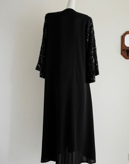 Handmade Beaded Luxury Abaya With Hijab (EG111) - Elara Global