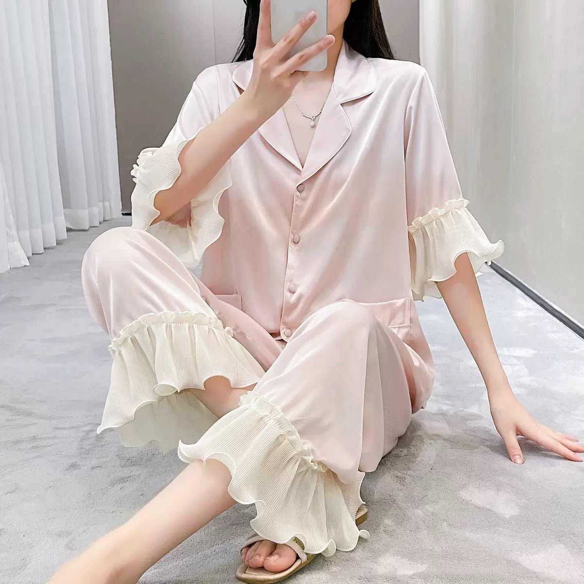 High-end Silk Pajama Set (EG204) - Elara Global