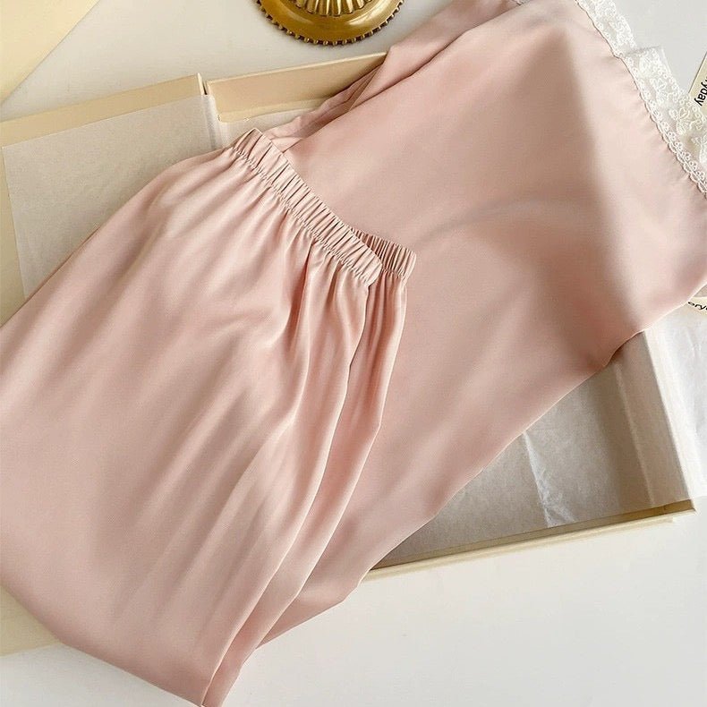 High - Quality Ice Silk French Palace Style Lace Luxury Three - Piece set - Elara Global