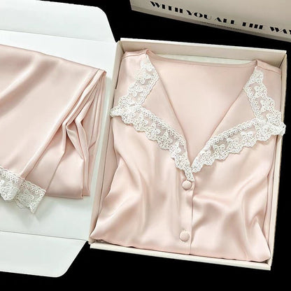 High - Quality Ice Silk French Palace Style Lace Luxury Three - Piece set - Elara Global
