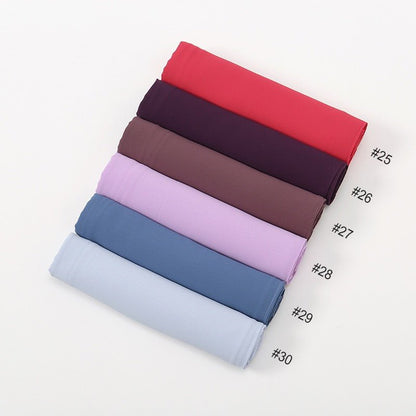 high quality solid color messy chiffon hijab - Elara Global