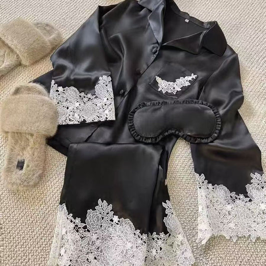 Ice Silk Lace - Trim Pajama Set (EG201) - Elara Global