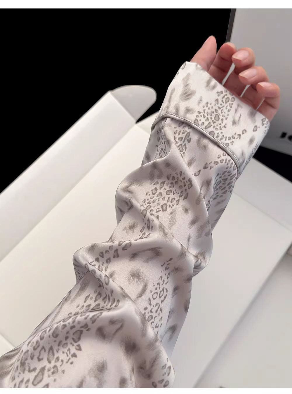 Ice Silk Leopard Print Button - Up Pajama Set (EG220) - Elara Global