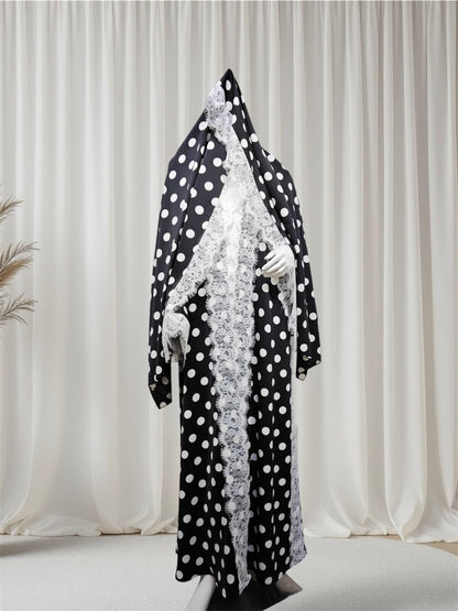 Iman - Polka Dot Lace Abaya Set (EG168) - Ikah