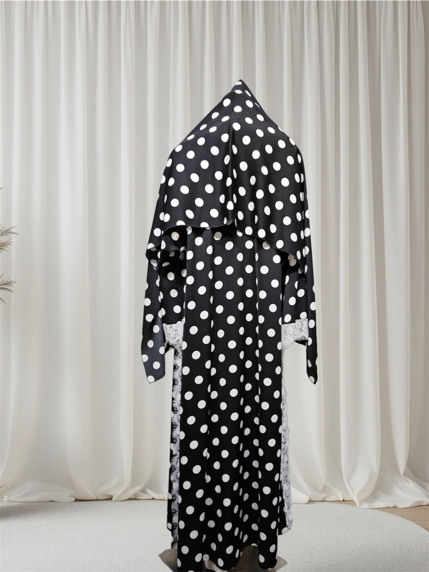 Iman - Polka Dot Lace Abaya Set (EG168) - Ikah