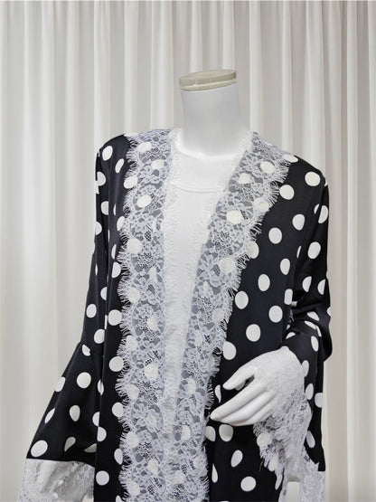 Iman - Polka Dot Lace Abaya Set (EG168) - Ikah