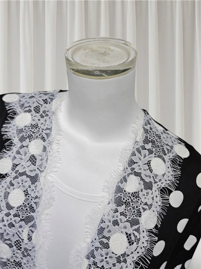 Iman - Polka Dot Lace Abaya Set (EG168) - Ikah