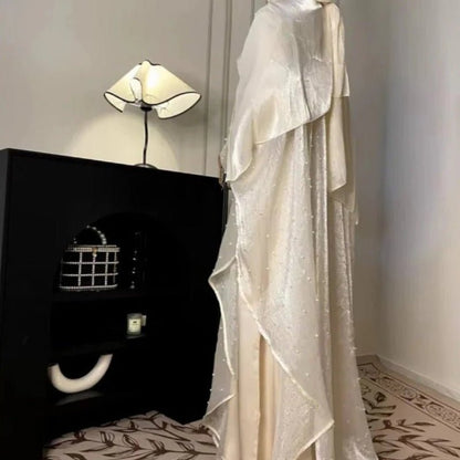 Kaftan Beaded Dazzling Shiny Open Abaya 2 - Piece (EG104) - Elara Global