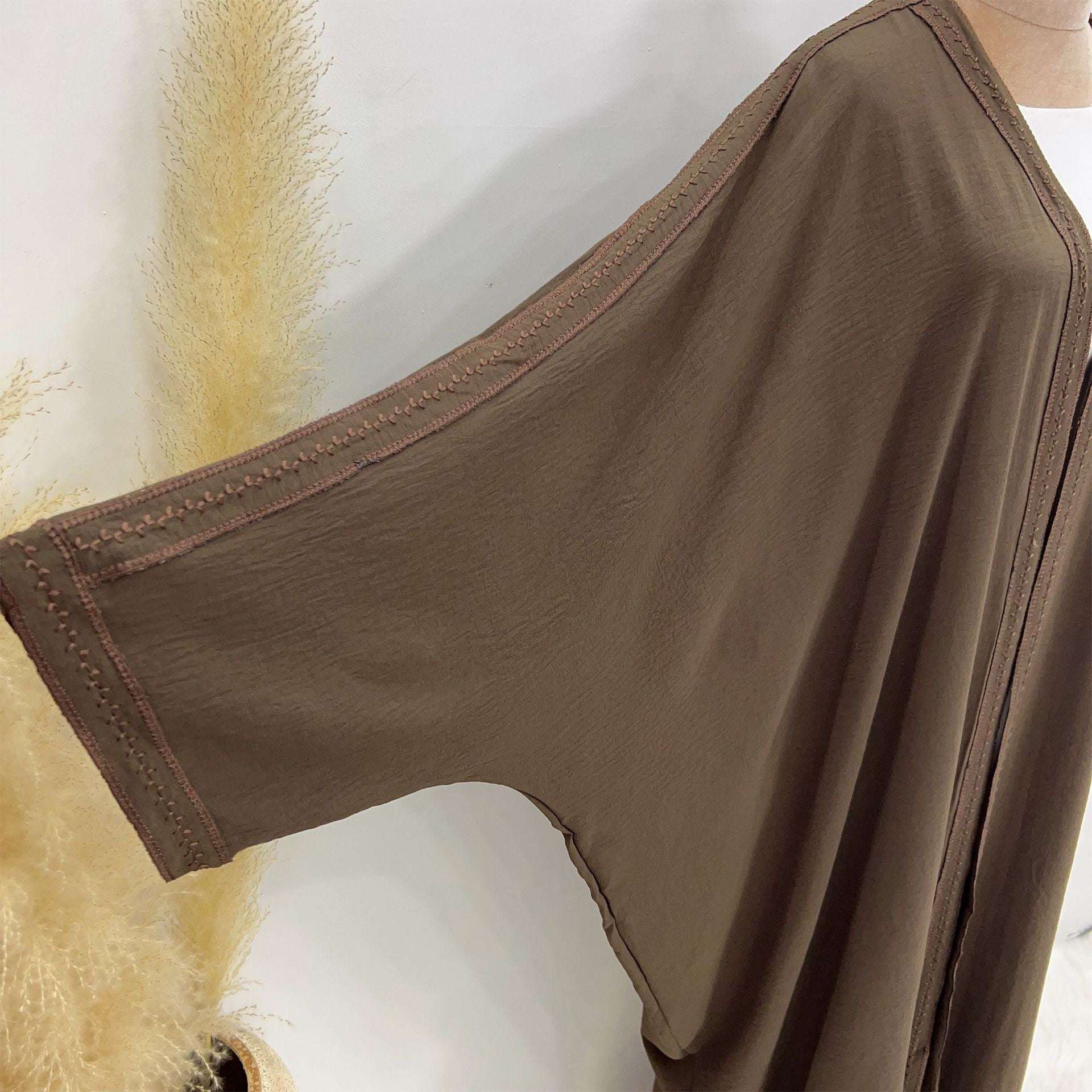 Kaftan Sleeve Embroidered Open Abaya (EG109) - Elara Global