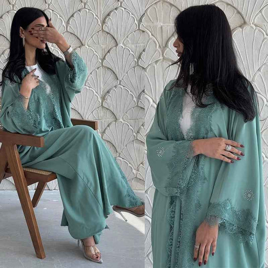Layali Lace Edge Abaya (EG152) - Ikah