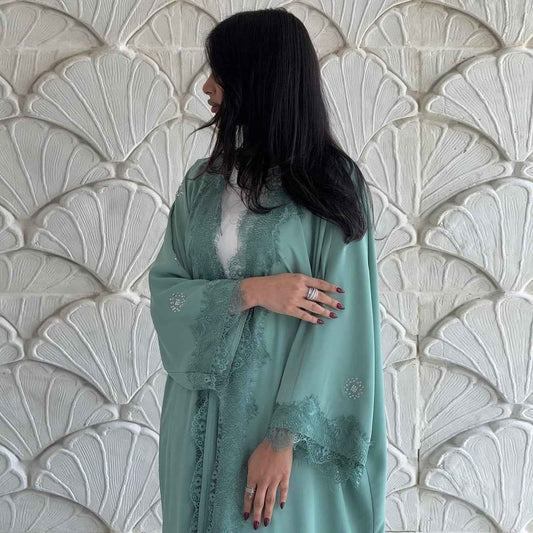 Layali Lace Edge Abaya (EG152) - Ikah