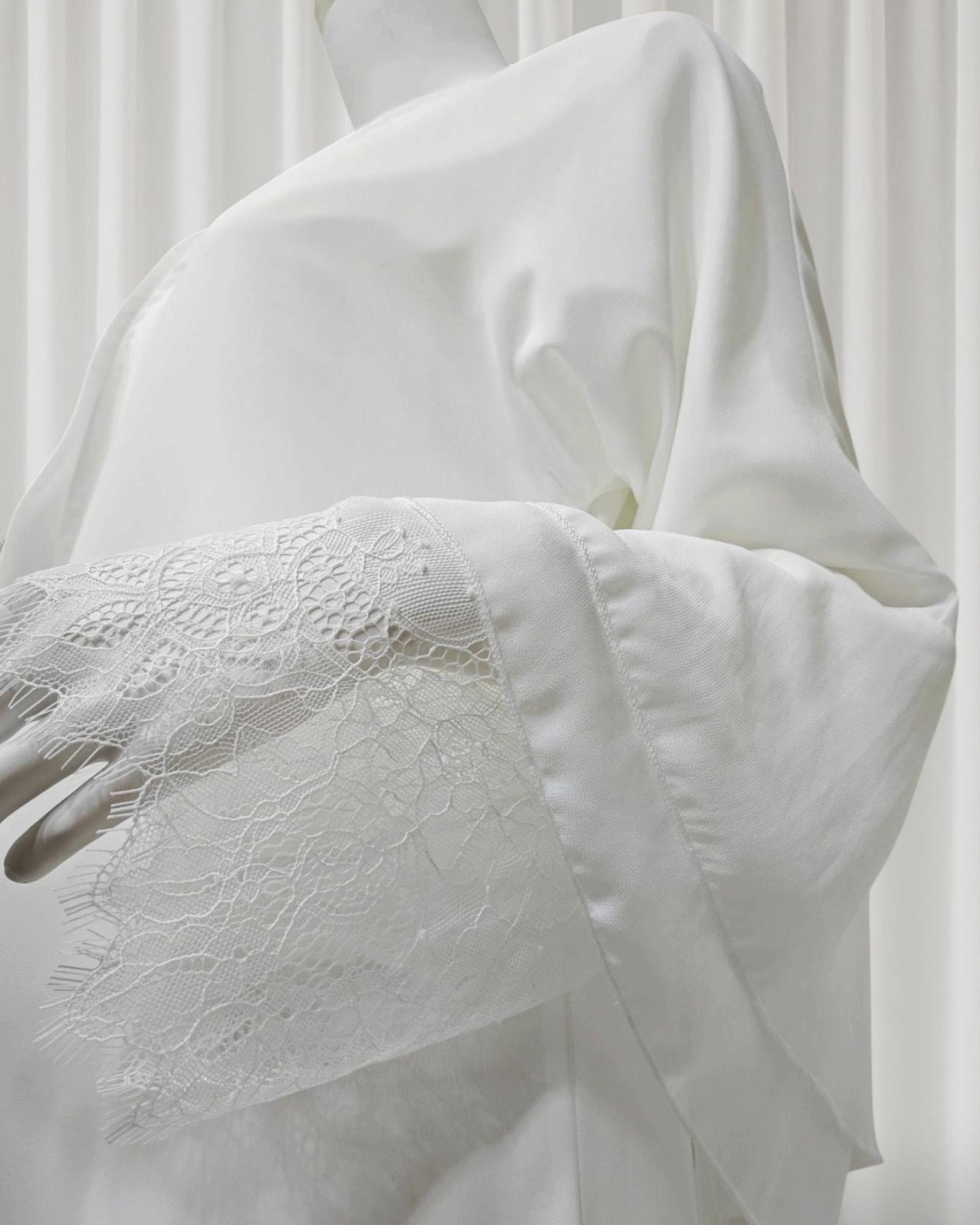 Leilah Lace Abaya Set - White (EG142) - Ikah