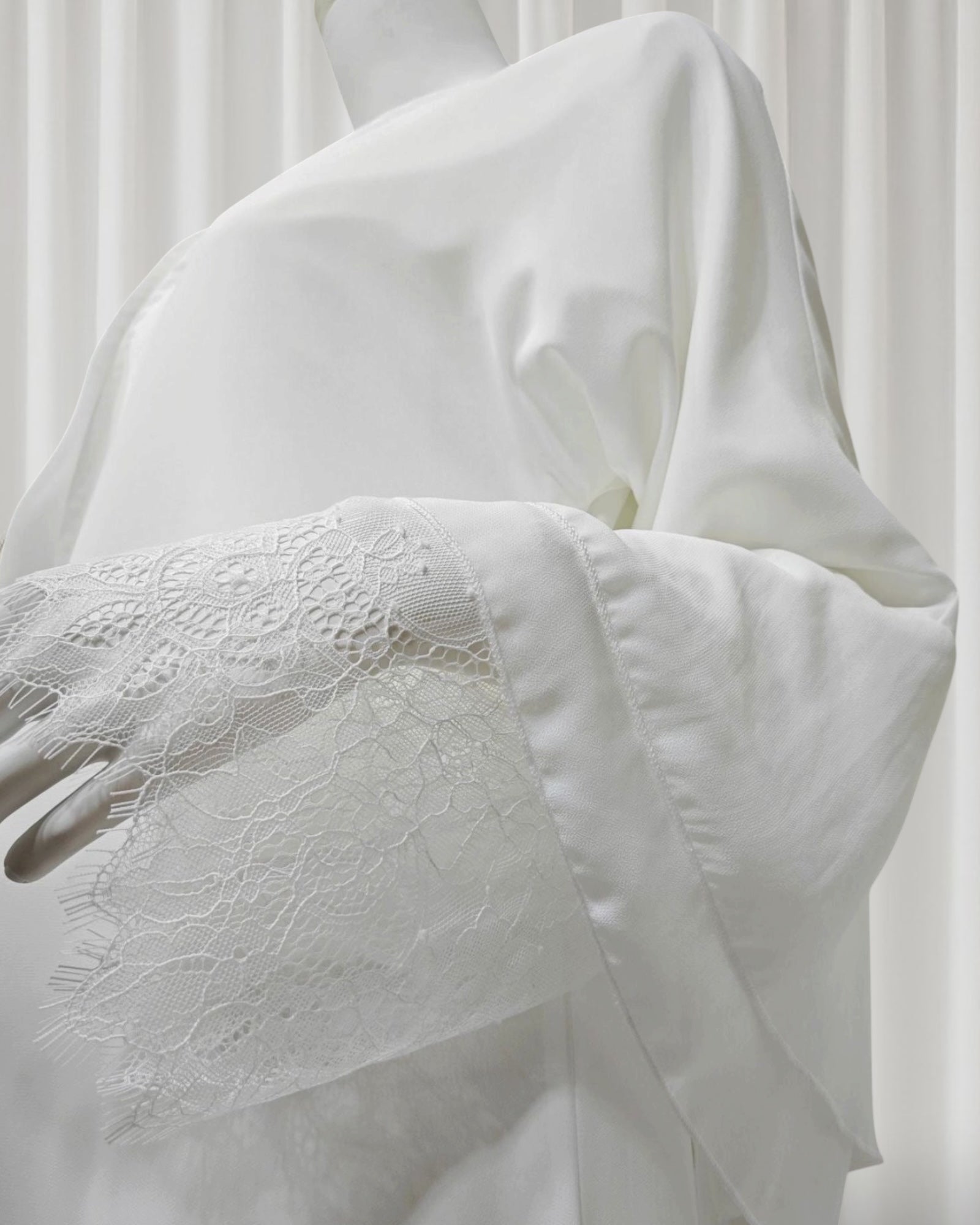 Leilah Lace Abaya Set - White (EG142) - Ikah